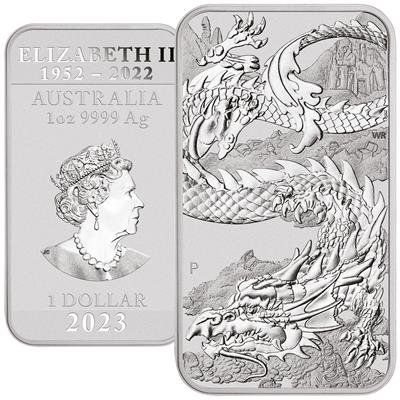 Métaux précieux: 1 Unze Silberbarren - Rectangular Dragon Drache 2023 – Neuf (Voir description) à Obergösgen par Prokofiev