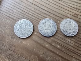 1 Franken 1894 3 Münzen Silber 835