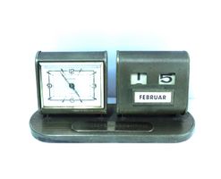 Europa Tisch Uhr mit Ewigkalender 1950er