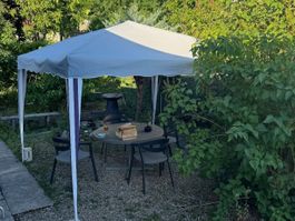 2 Festzelte Pavillon 3x3m mit Defekt dunkelblau