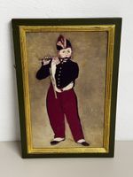 Bild Junge mit Flöte gerahmt 41.5x28.5cm guter Zustand