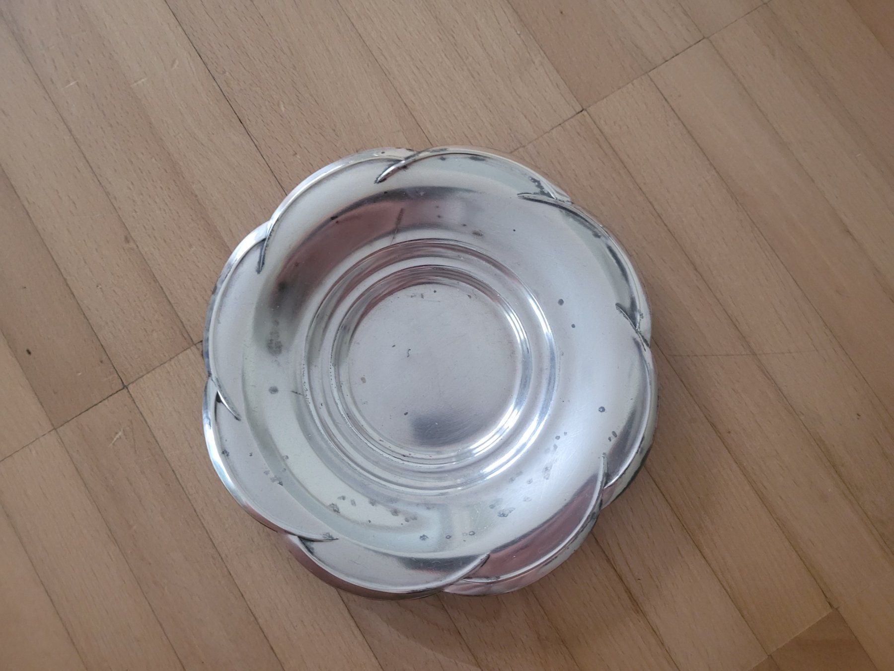 Teller: Kleiner, alter versilberte Kerzenteller, Teller, 12.8cm – Gebraucht aus Bern von grisu_79