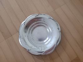Kleiner, alter versilberte Kerzenteller, Teller, 12.8cm