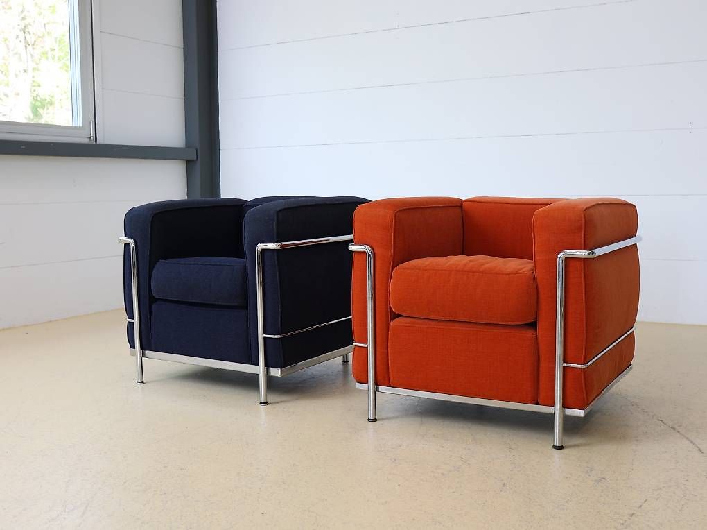 Le Corbusier Poltrone: Cassina LC2 Sessel Set | Orange & Dunkelblau – Usato da Meinisberg venduto da atelier_TILIJA 7