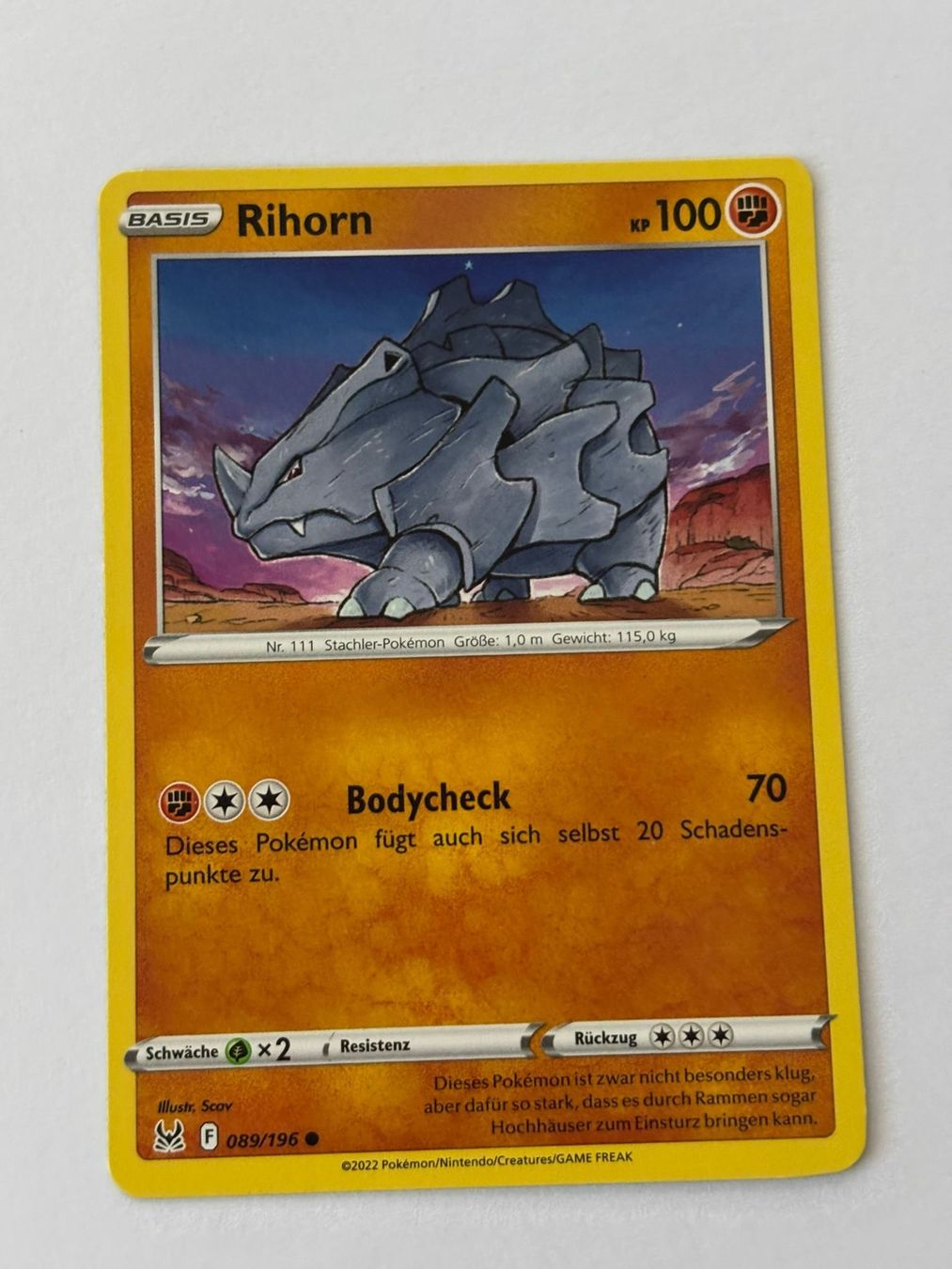 Pokémon Carte collezionabili: Pokemon-Karte Rihorn 089/196 – Usato da Herisau venduto da Seyashop1