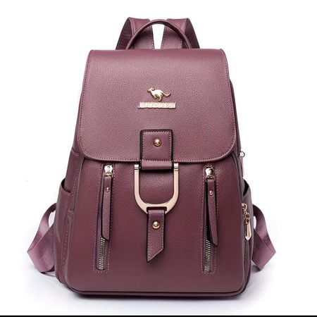 Damen Rucksack lila Kunstleder Reissverschluss vorne Neu
