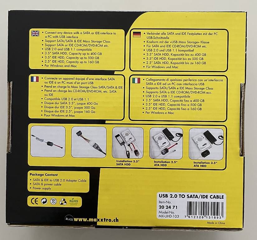 Harddisks: Festplattenleser USB 2.0 to SATA/IDE Cable – Neu und originalverpackt aus Wettingen von HPDA 2