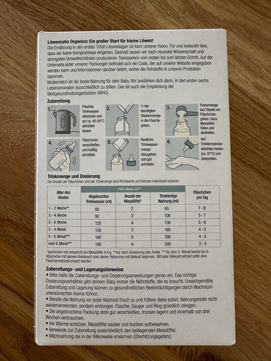 Cibi & Specialità: Löwenzahn Organics Baby Formula 0+ – Nuovo e nell'imballaggio originale da Kilchberg ZH venduto da kku_pv69 2
