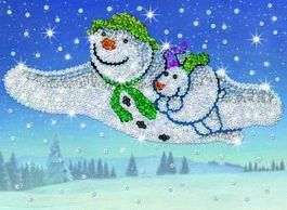 Paillettenbild Sequin Art - Schneemann und Hund