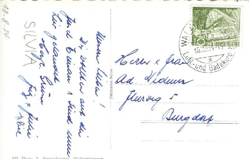 Cartoline postali: Walzenhausen + 1954 – Usato da Emmenbrücke venduto da teestube 1