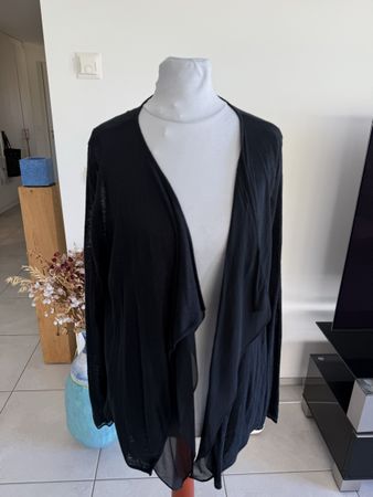 Majestic Filatures Strickjacke schwarz Groesse 4 Leinen/Seid