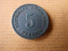 Dt. Reich 1905 D, 5 Pfennig