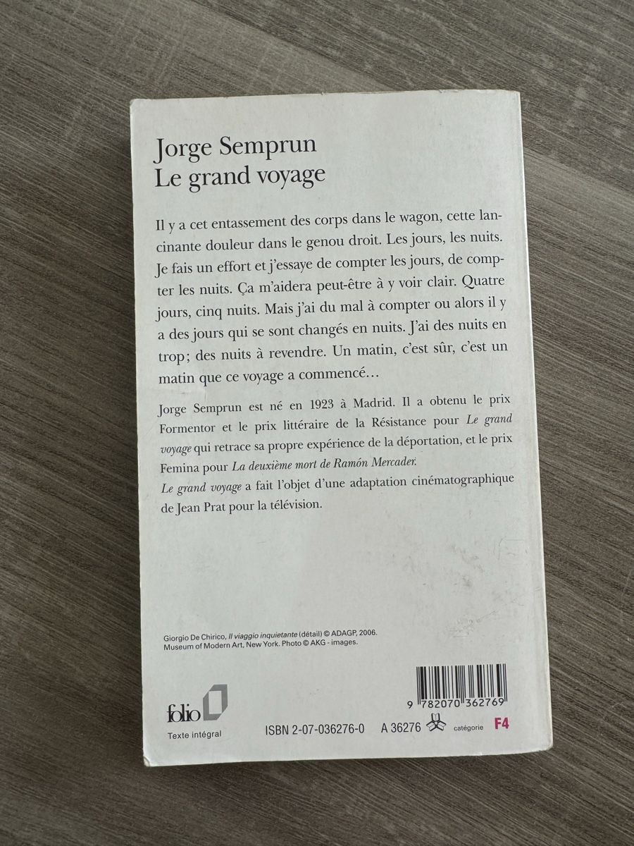 Libri: Jorge Semprun - Le grand voyage - Folio – Usato da Vevey venduto da Matx 1
