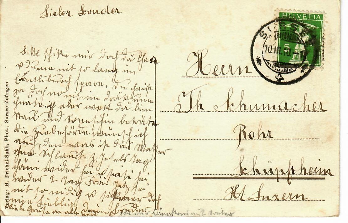 Cartoline postali: Sursee - Zellmoos – Usato da Hochdorf venduto da Ziegel-16 1