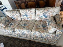 Sofa +Sessel Set Stoff mit Vogelmuster gebrauchter Zus...