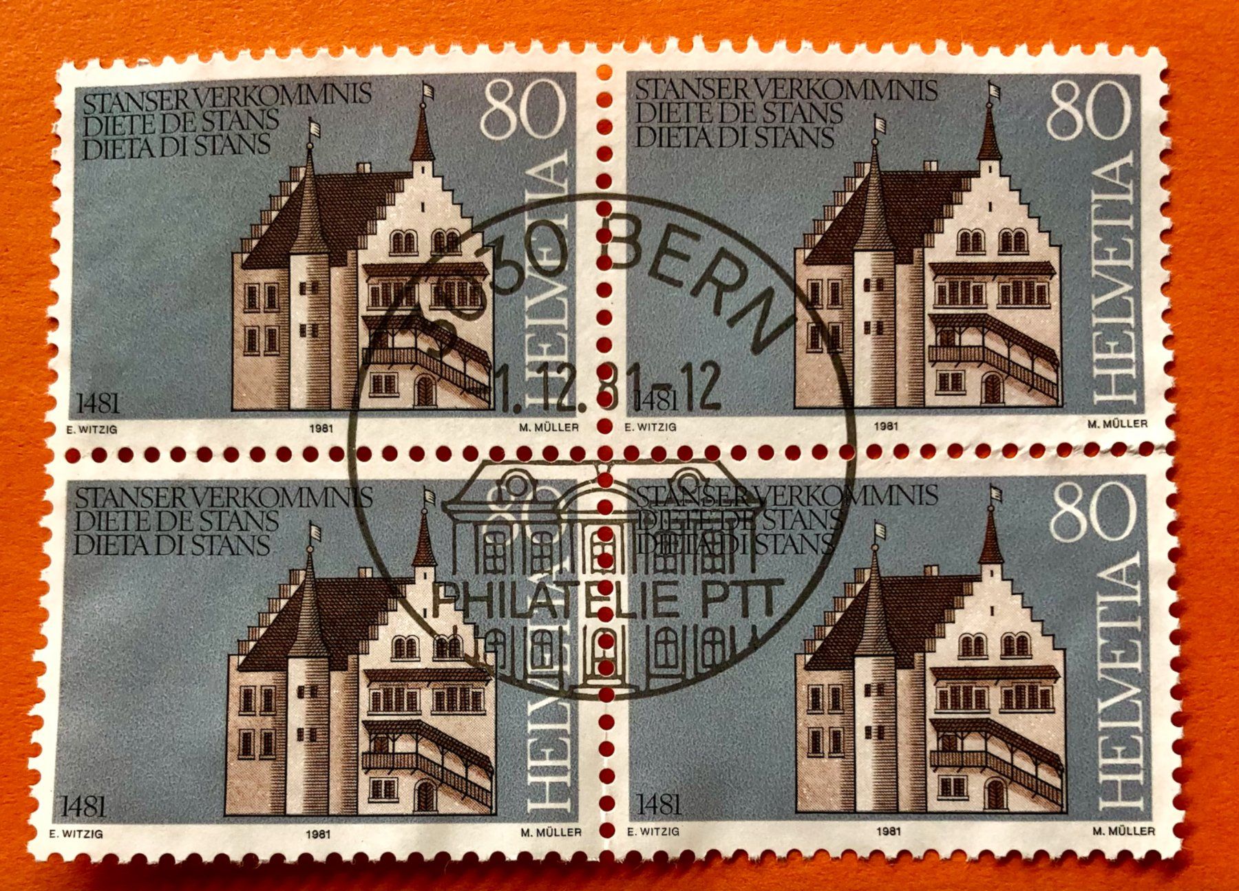 Tutti i francobolli: 4 er Block Nr.662  mit Stempel 1981 Bern    – Usato da Aarau venduto da Billa007