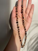 S925 Natürlicher Edelstein Kette Goldener Mondstein Obsidian