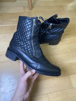 Damen Leder Stiefeletten Quilted Gr.40 schwarz