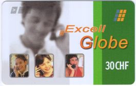 30 CHF Excell Globe - seltene Prepaid Telefonkarte