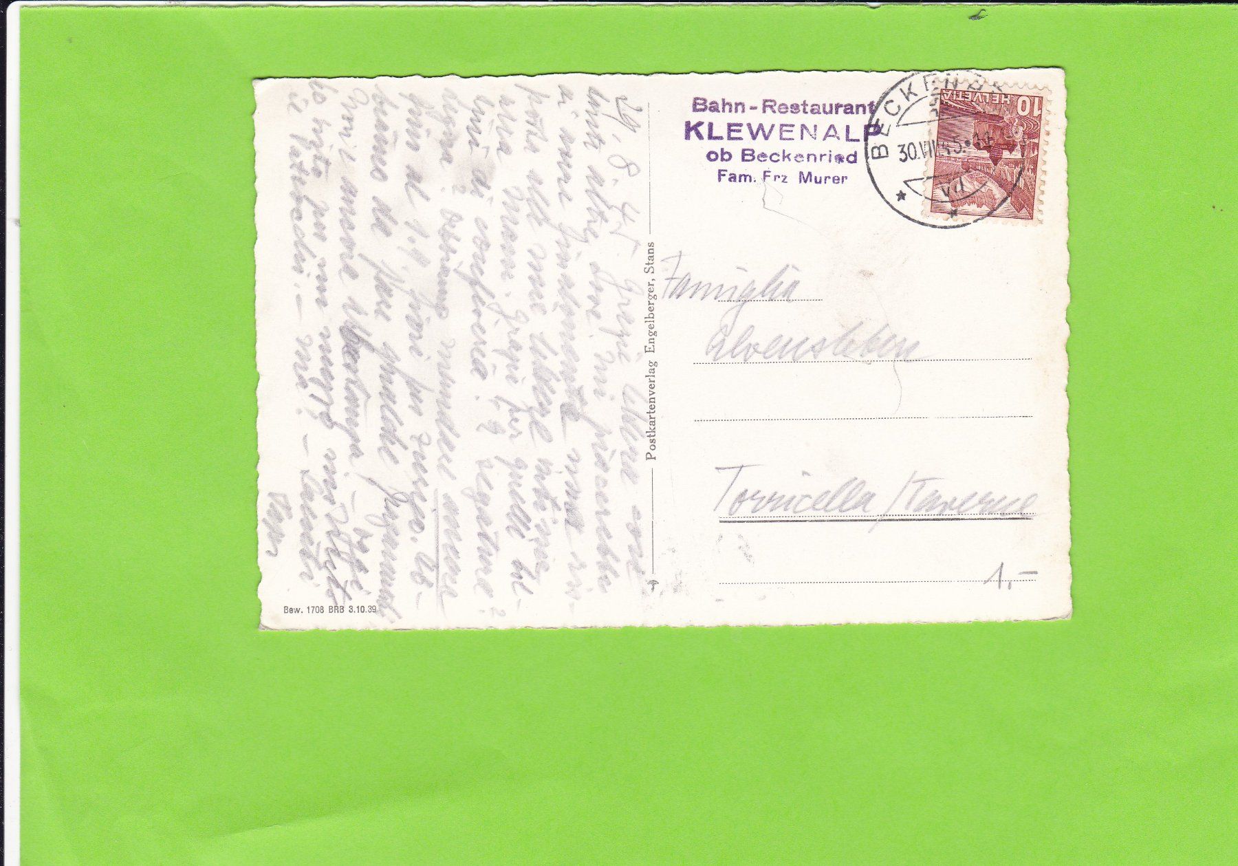 Cartoline postali: Bahn-Restaurant Klewenalp – Usato da St. Peterzell venduto da neckertal 1
