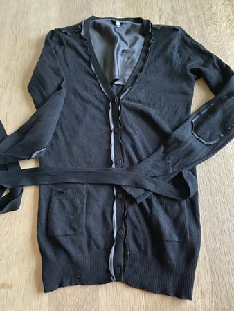 Armani Jeans Cardigan Wolle Seide Gr. 34 Schwarz Elegant