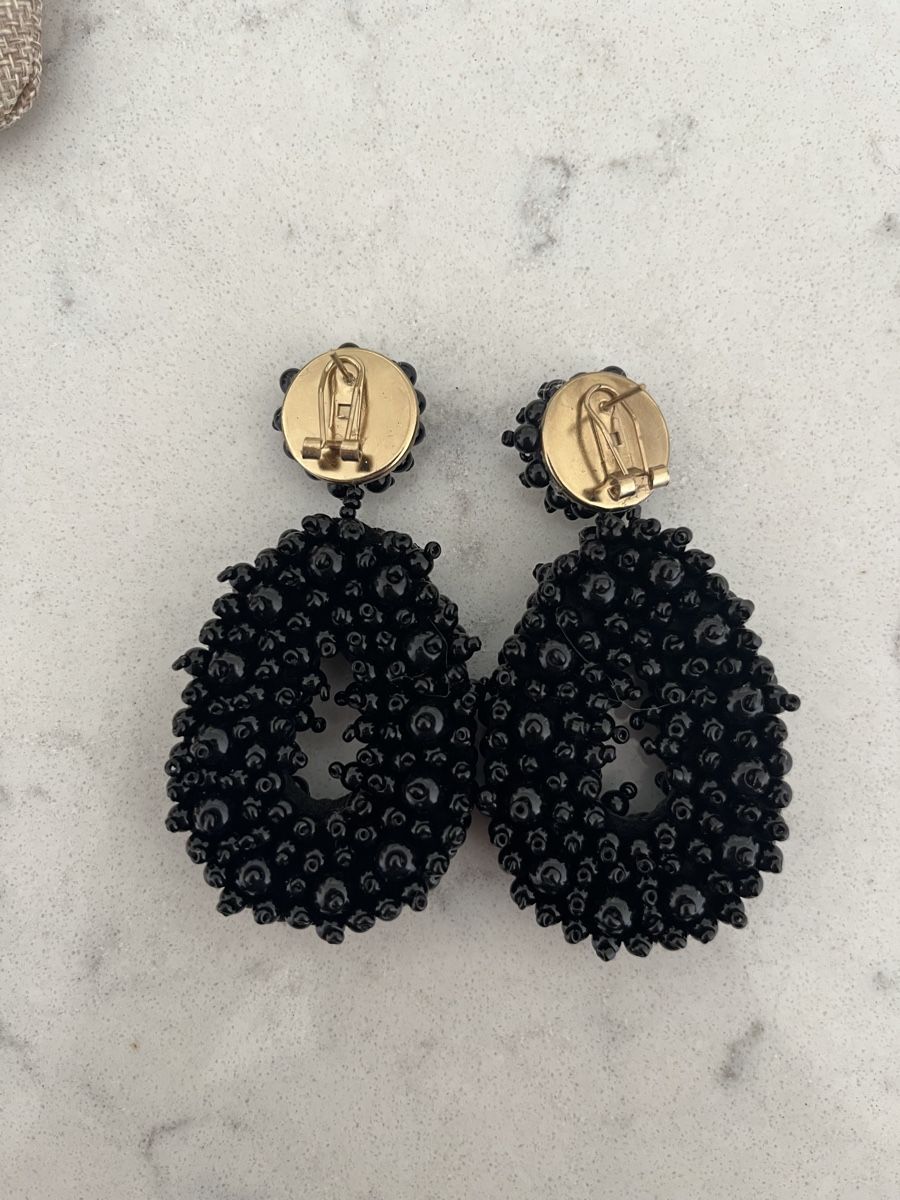 Orecchini pendenti & Orecchini a lobo: Chic Black Beaded Earrings - Statement Summer Jewellery! – Nuovo (secondo la descrizione) da Mies venduto da nic_yk5d 3