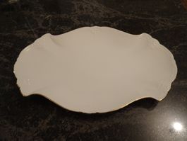 TIRSCHENREUTH Weisses Porzellan Platte mit Goldrand  Vintage