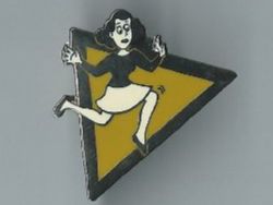 Frau im Dreieck Cartoon Illustration, Pin