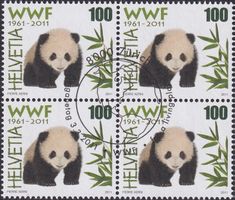 2011, Nr.1382 (WWF) Viererblock mit Ersttags-Stempel.