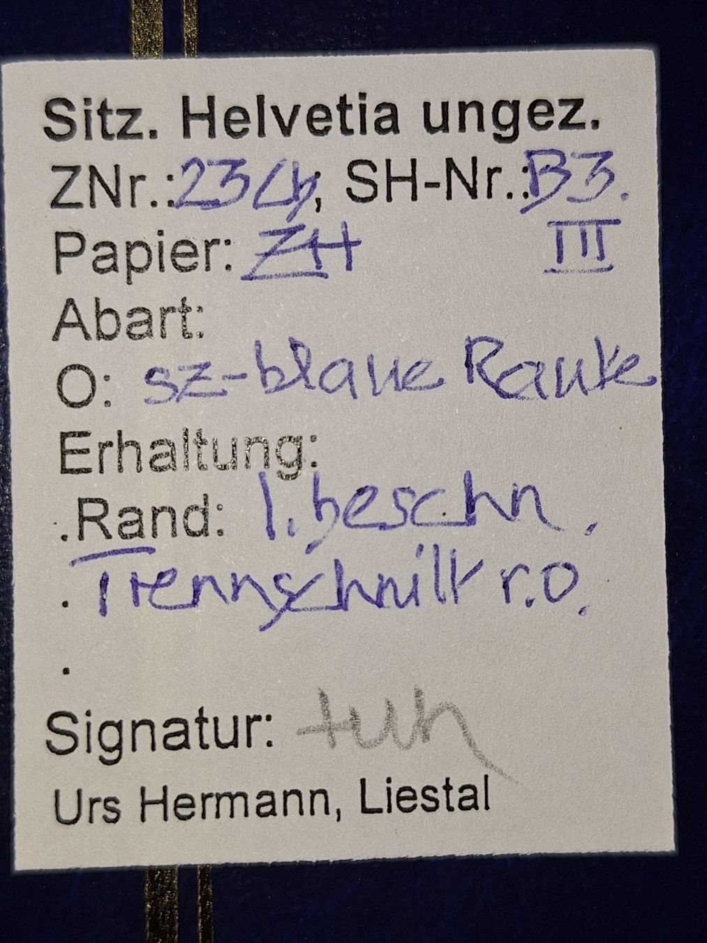 Tutti i francobolli: Strubel 23Cb mit Befund Kat. 200.- – Usato da Balgach venduto da SIMEON27 2