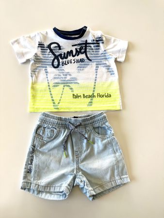 Set Gr.80: T-Shirt und Jeans-Shorts