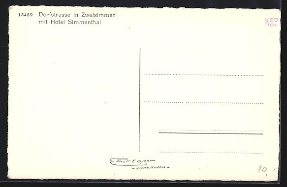 Ansichtskarten: Zweisimmen, Dorfstrasse mit Hotel Simmen – Gebraucht aus Berlin von bartko-reher 1