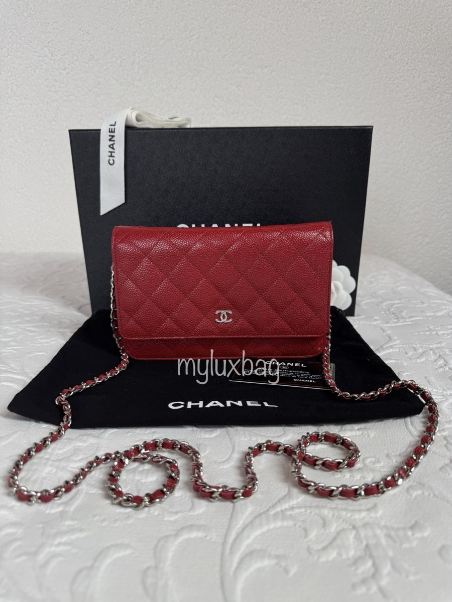Chanel Borse da donna: Chanel Wallet on Chain WOC Caviar Red Silver Hardware – Usato da Wil SG venduto da Myluxbag