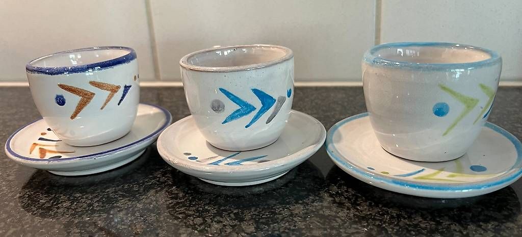 Set di piatti: 6 Mokkatassen handgetöpfert – Usato da Egg b. Zürich venduto da winner53 2