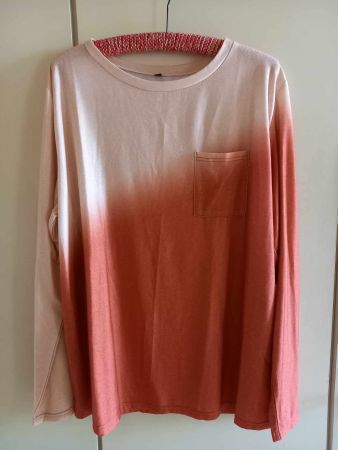 Leichtes Langarmshirt, Grösse XXL, beige-orange Ombre