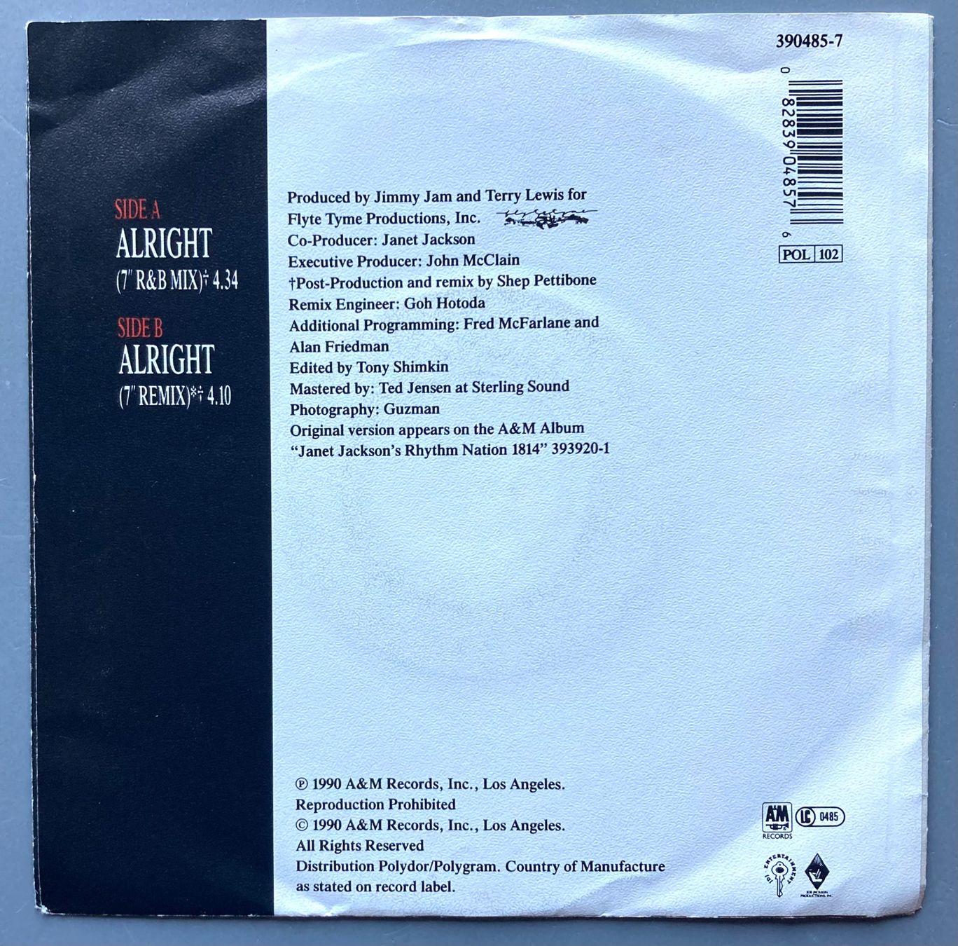 Schallplatten: JANET JACKSON - ALRIGHT – Gebraucht aus Poliez-Pittet von Newtown-Records 1