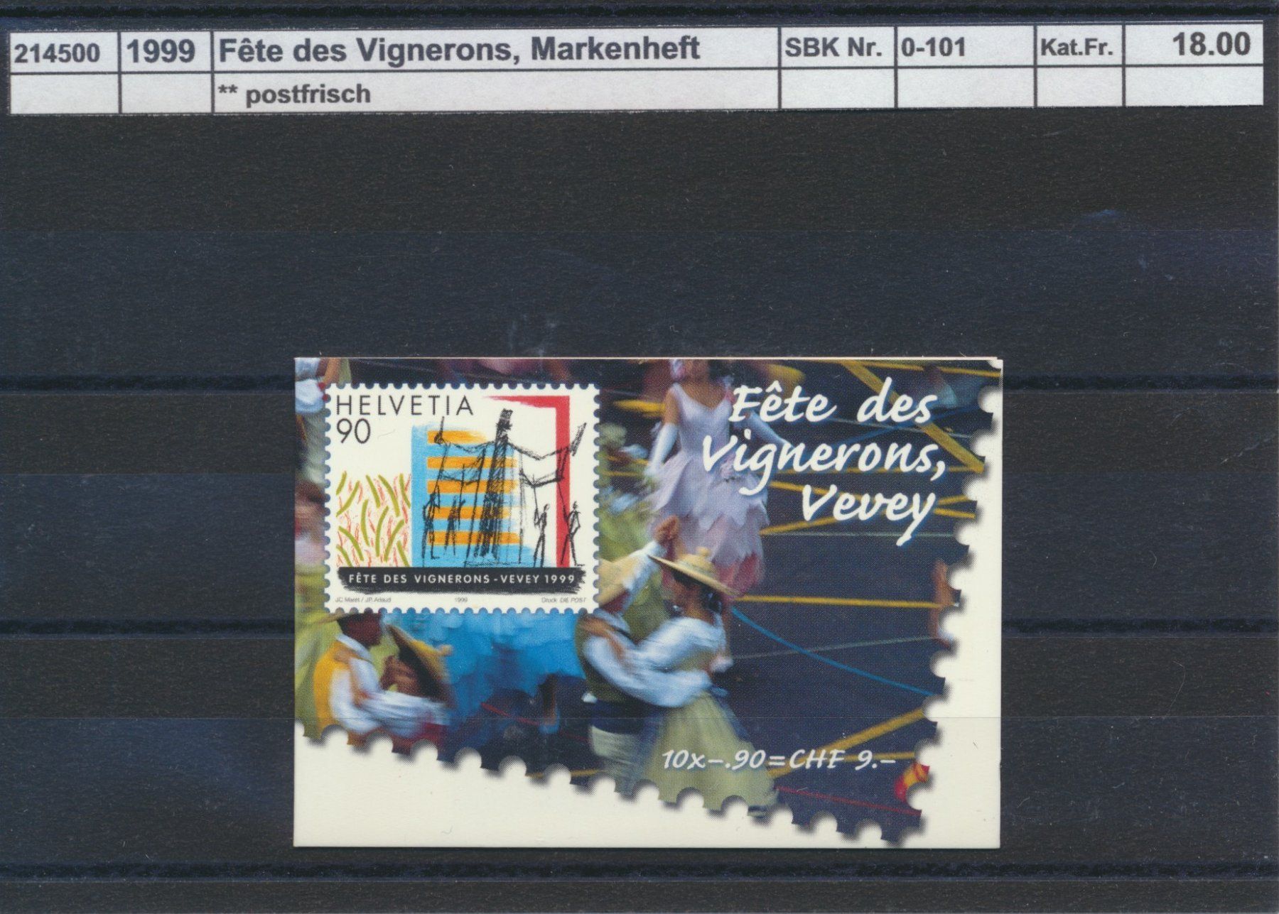Alle Briefmarken: 1999 Fête des Vignerons, Markenheftchen, ** postfrisch – Neu (gemäss Beschreibung) aus Winterthur von Zupogeru