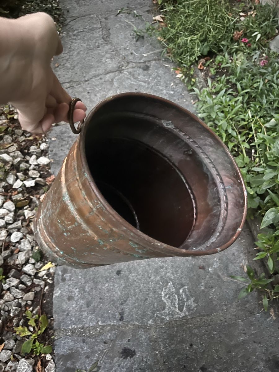 Pentole: Antiker zylindrischer Kupfer-Eimer / Übertopf 43 cm – Usato da Möhlin venduto da mil_h55x 2
