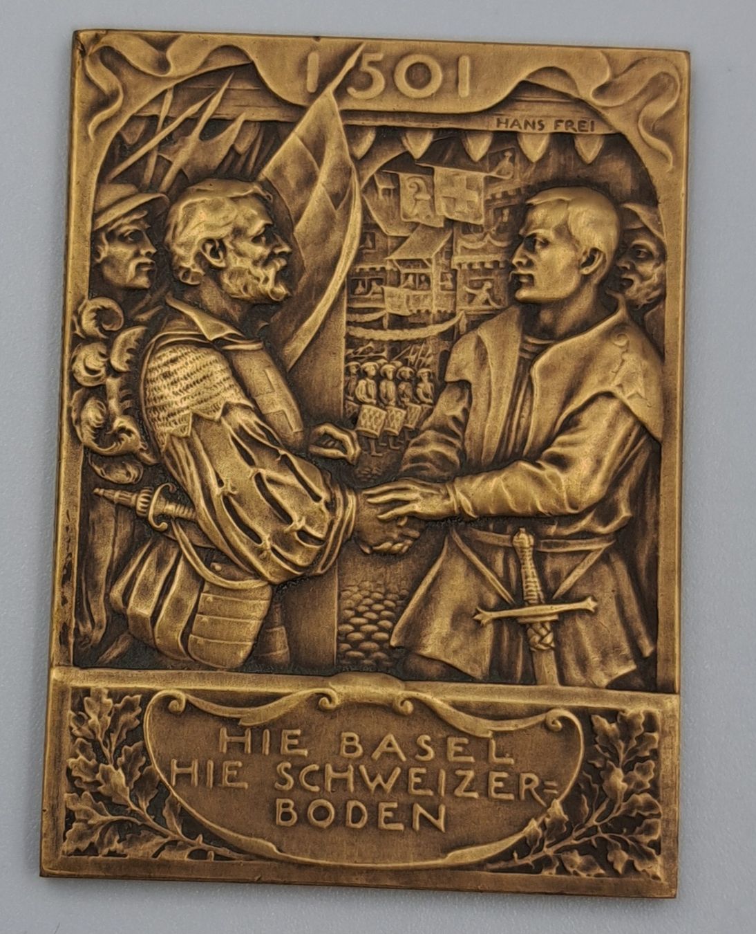Medaillen: Basler Bundesfeier, Bronzeplakette, 1901 – Gebraucht aus Allschwil von Fair2010 1