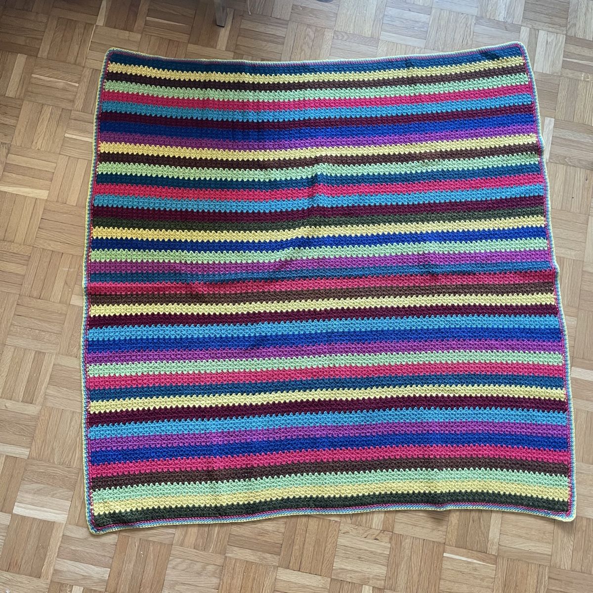 Decken: Handgestrickte Decke mehrfarbig gestreift – Gebraucht aus Bern von dek_7bjd 7