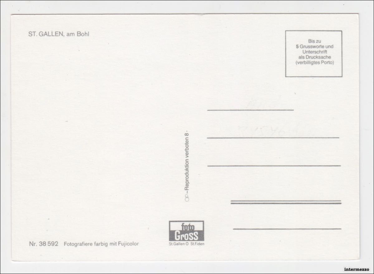 Cartoline postali: St. Gallen // Bohl Trogener Bahn 1970 // Triebwagen – Usato da Basel venduto da intermezzo12 1