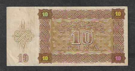 Banconote: Croatia  10  Kuna  1941  Gebraucht – Usato da Gordola venduto da coinsandnotes 1