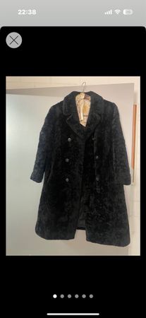 Elegant Vintage Astrakan Black Coat,Size48 -Winter Essential