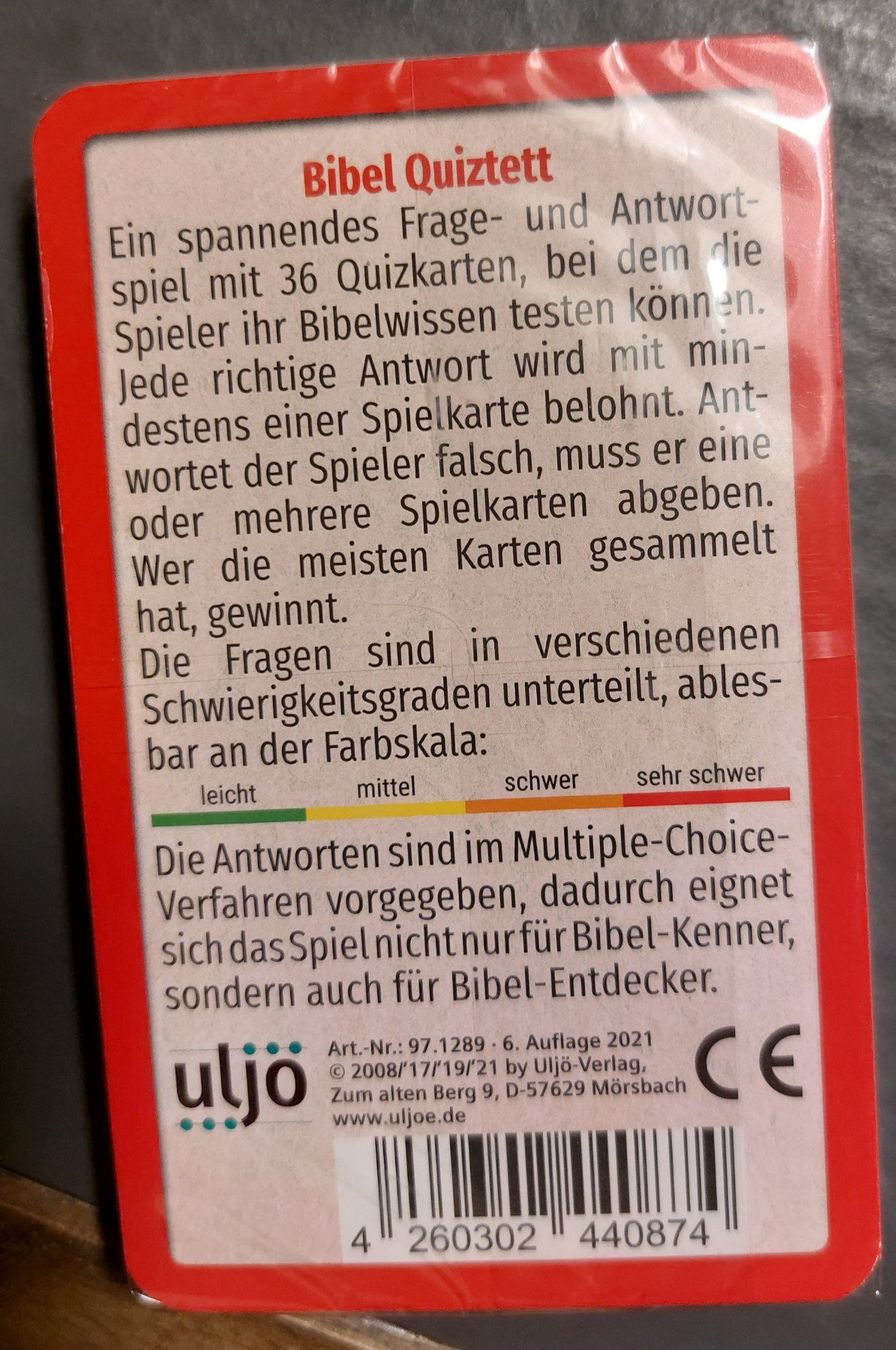 Jeux: Bibel Quiztett /Quartett neu – Neuf avec emballage d'origine à Unterseen par Ruia3333 1