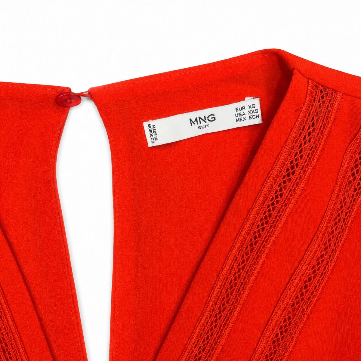 Mango Tute: Eleganter Mango Jumpsuit Rot | V-Ausschnitt | Bindegürtel – Nuovo (secondo la descrizione) da Aarberg venduto da LovelyThings_ 3