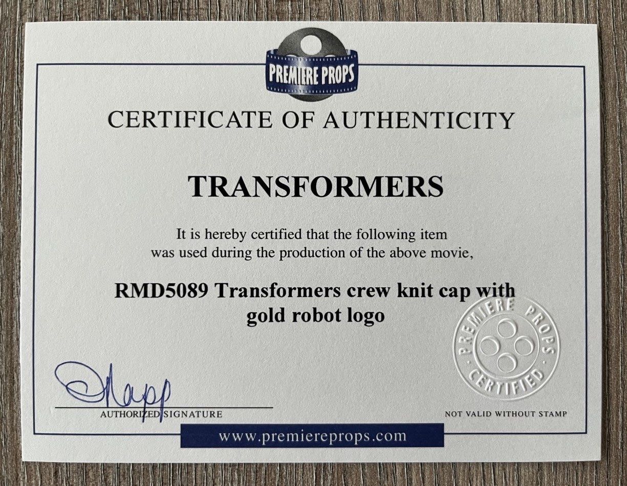 Statuette: Transformers Crew Knit Cap with COA – Usato da Malters venduto da starfighter01 2