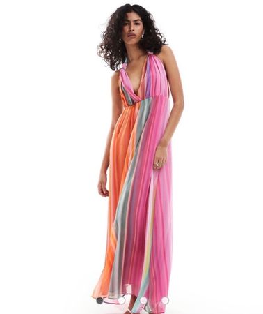 MANGO 🧡❤️🩷💚💜 Maxi Robe colorée L