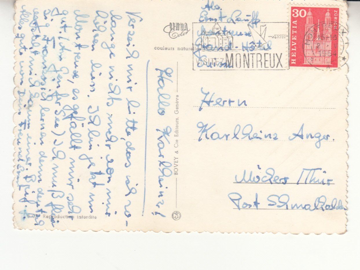 Ansichtskarten: Montreux 1964 – Gebraucht aus Bürglen TG von StampGraf 1