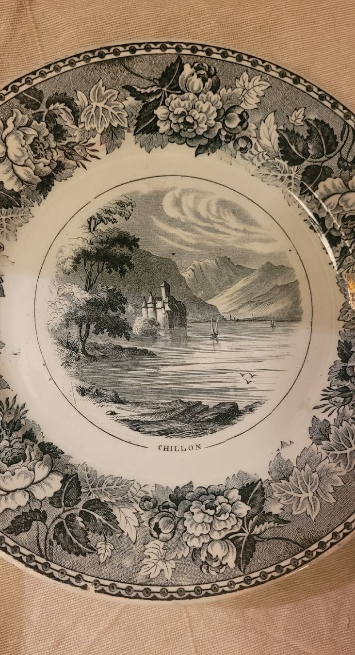 Teller: Assiette ancienne "Chillon", décor paysage suisse – Gebraucht aus Vevey von lba_dd82 1