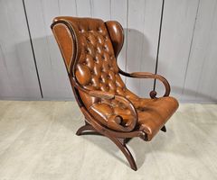 Art Deco Chesterfield Armchair, Ohrensessel Polsterstuhl